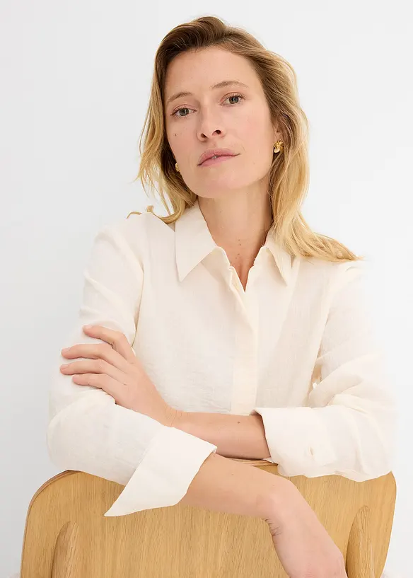 Lang skjorte i myk viskosemiks, bonprix