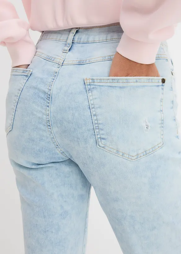 High Waist-mom-jeans med destroyed-effekt, bonprix