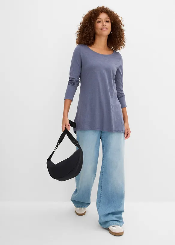 Langermet topp i lett jerseyslub, bonprix