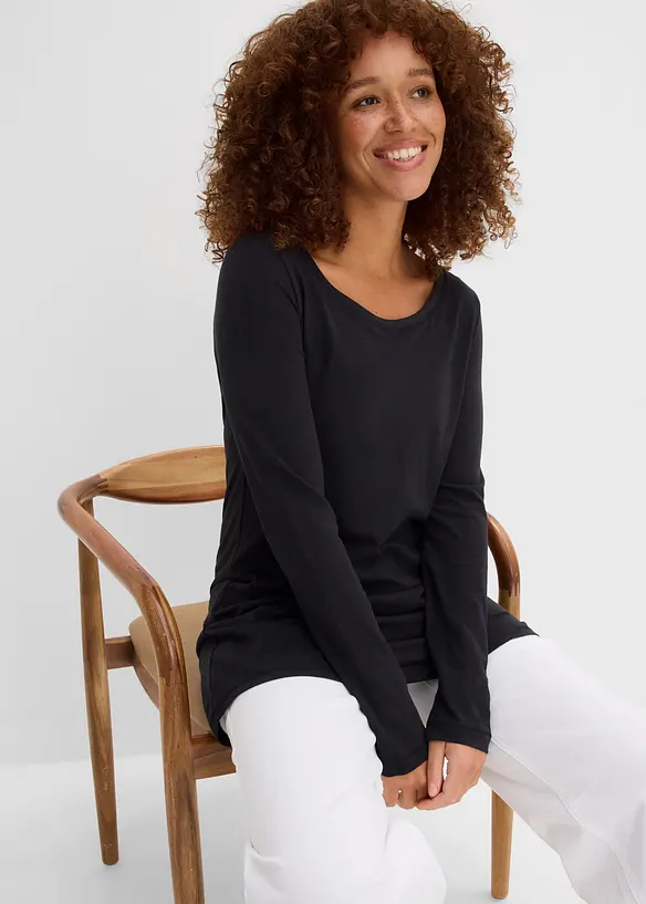 Langermet topp i lett jerseyslub, bonprix