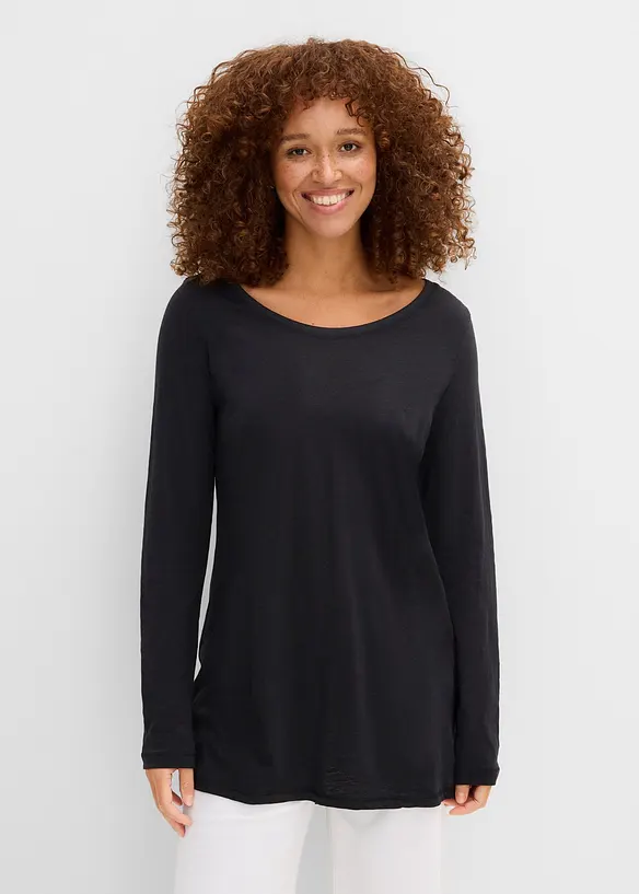 Langermet topp i lett jerseyslub, bonprix