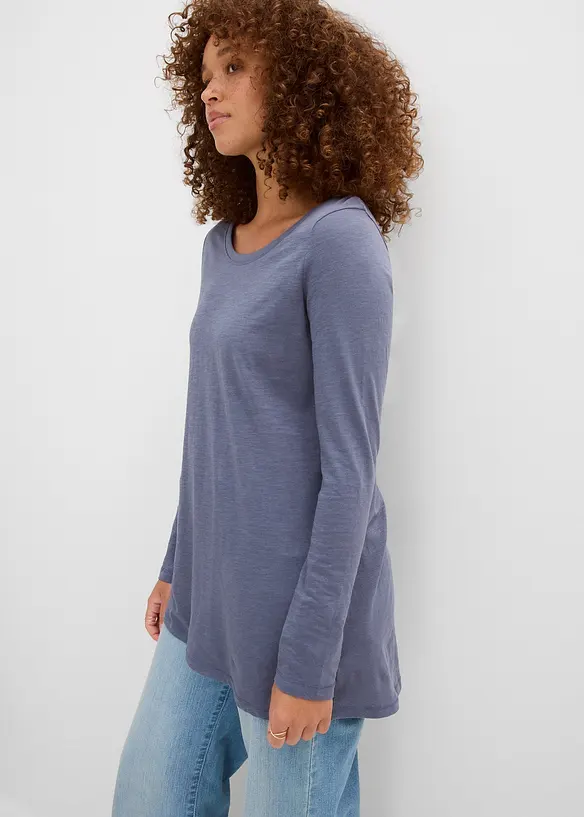 Langermet topp i lett jerseyslub, bonprix