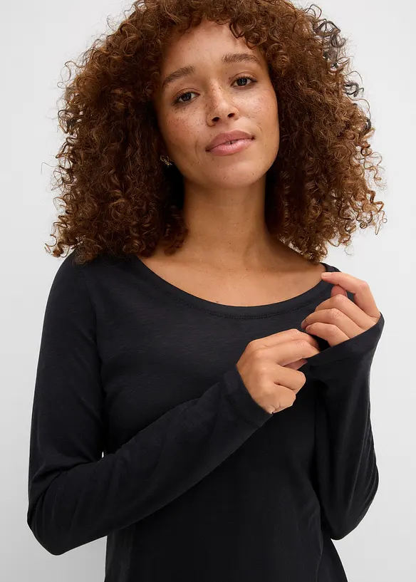 Langermet topp i lett jerseyslub, bonprix