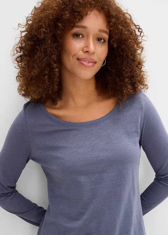 Langermet topp i lett jerseyslub, bonprix