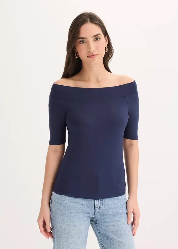 Off shoulder-topp i viskosemiks, bonprix