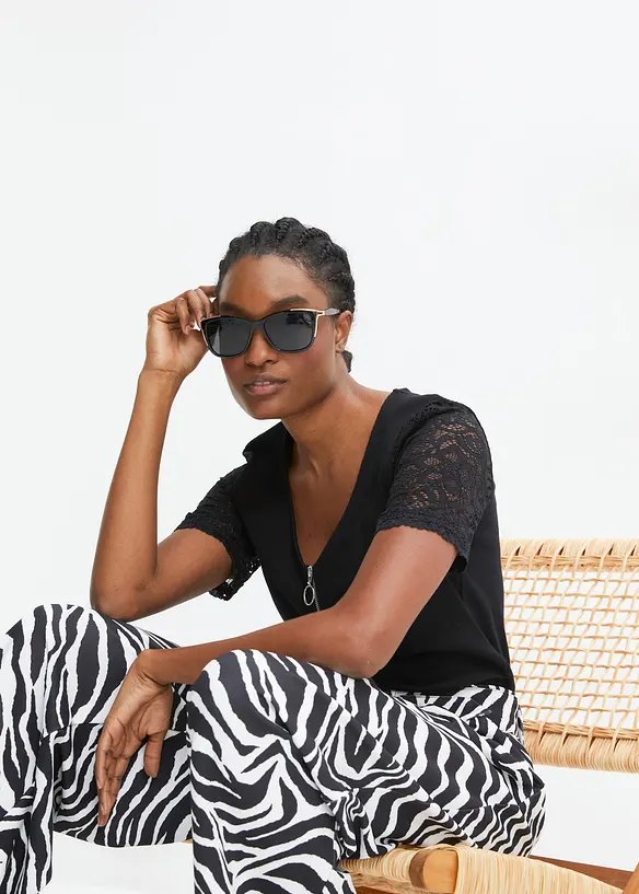 Ribbet topp i bomull, bonprix