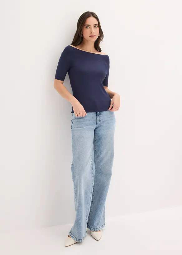 Off shoulder-topp i viskosemiks, bonprix