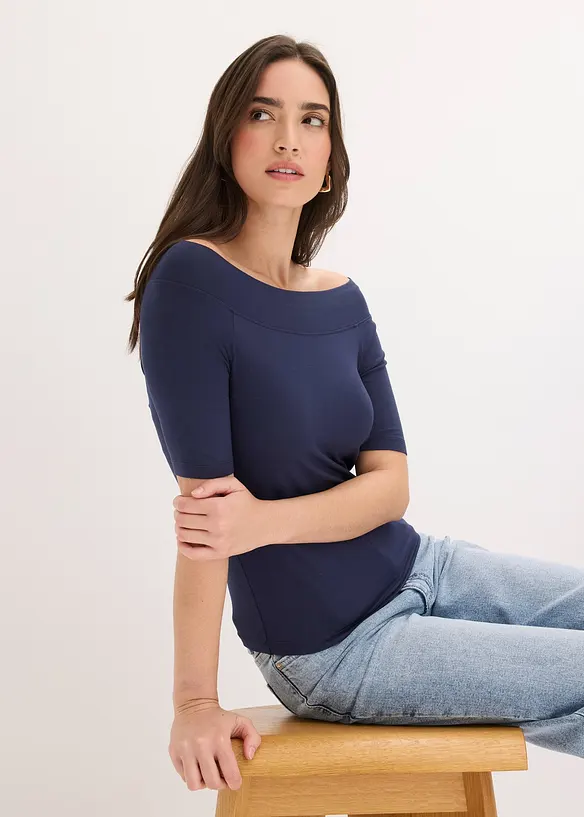 Off shoulder-topp i viskosemiks, bonprix