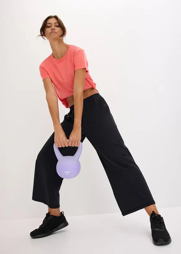 Behagelig treningsbukse med vide ben, hurtigt&oslash;rkende, bonprix