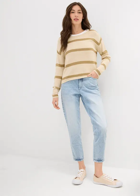 Mom-jeans High Waist, Low Stretch cropped, bonprix