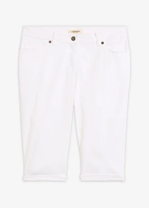 Jeans-bermuda med stretch og oppbrettet nederkant, bonprix