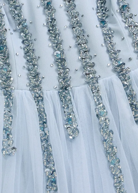 Maxikjole i fin tyll med paljettbroderi, bonprix