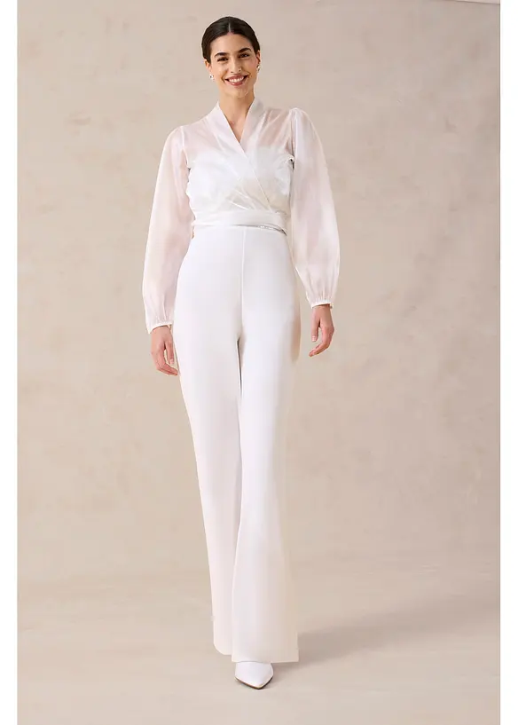 Jumpsuit i strukturert krepp med perlebroderier, bonprix