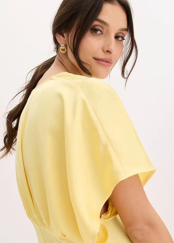 Maxikjole i blank sateng, bonprix