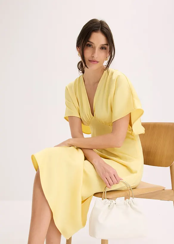 Maxikjole i blank sateng, bonprix