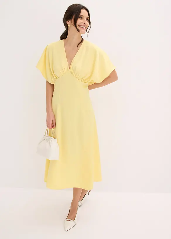 Maxikjole i blank sateng, bonprix