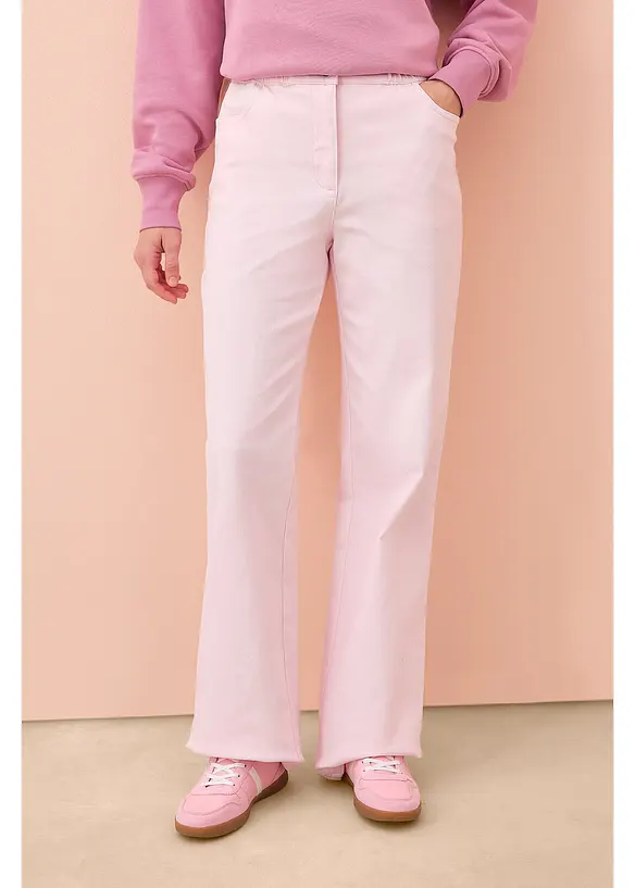 Bukse med vide ben og komfortlinning, High Waist, bonprix