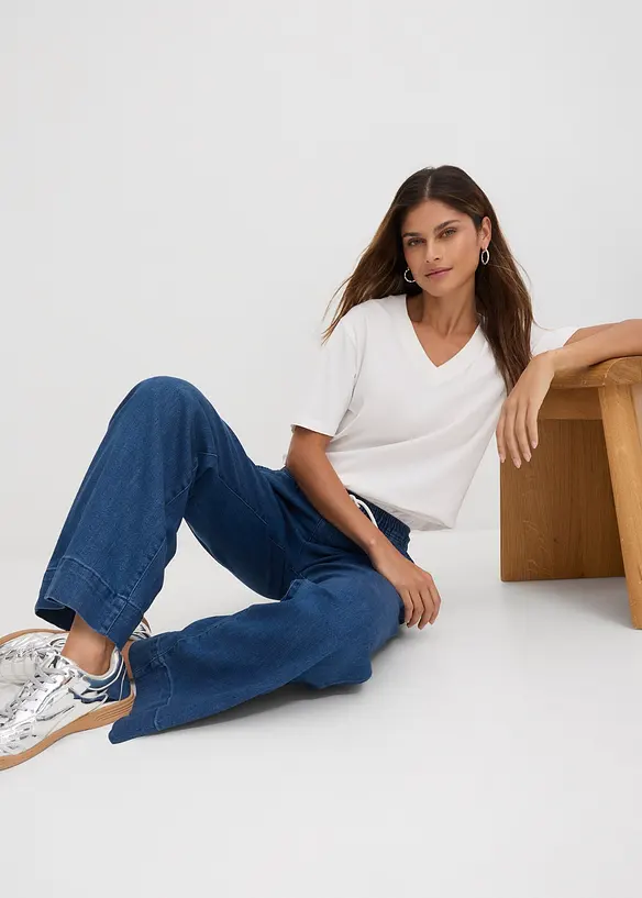 Wide Leg-jeans Mid Waist, Stretch, bonprix