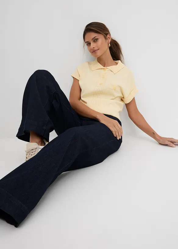 Wide Leg-jeans Mid Waist, Stretch, bonprix