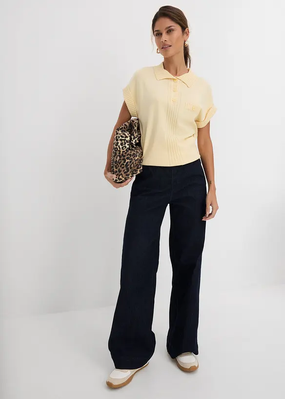 Wide Leg-jeans Mid Waist, Stretch, bonprix