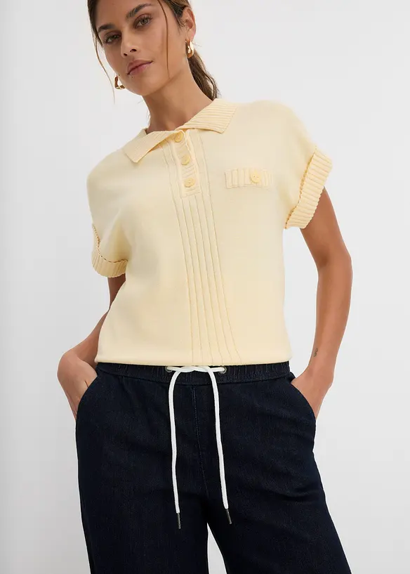 Wide Leg-jeans Mid Waist, Stretch, bonprix