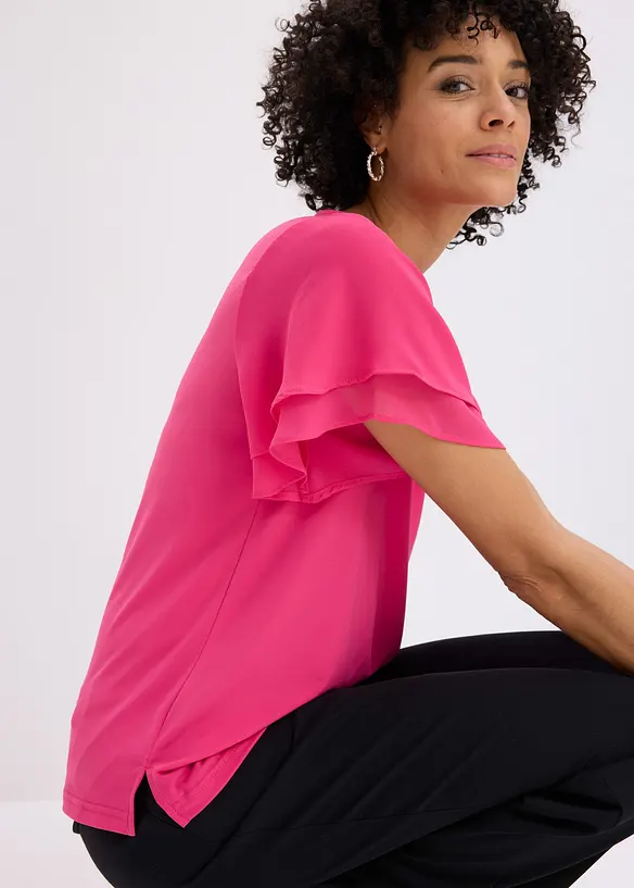 Topp med chiffonermer, bonprix