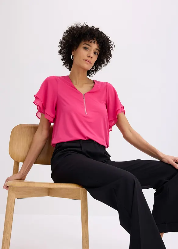 Topp med chiffonermer, bonprix