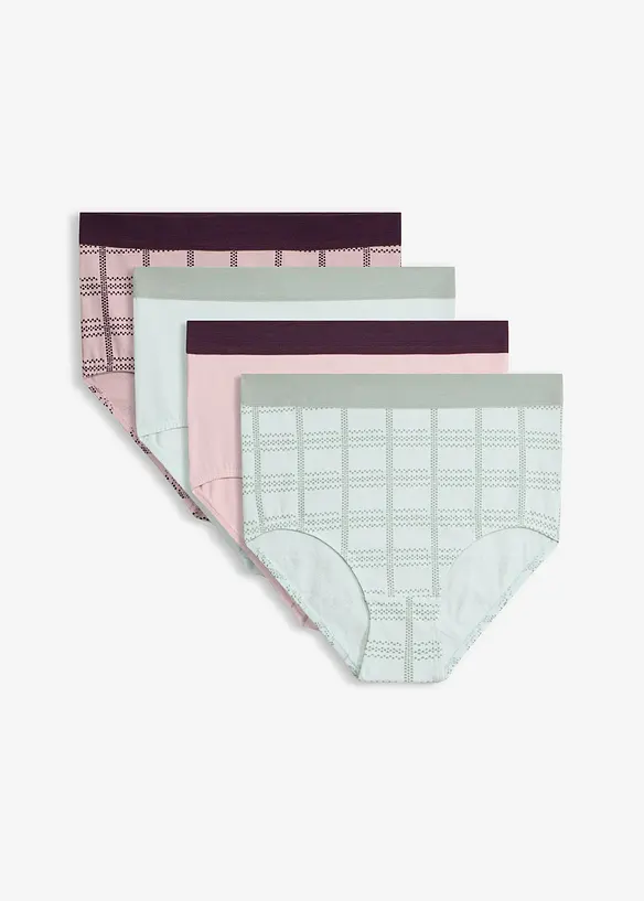 Truse med h&oslash;y midje og &oslash;kologisk bomull (4-pack), bonprix