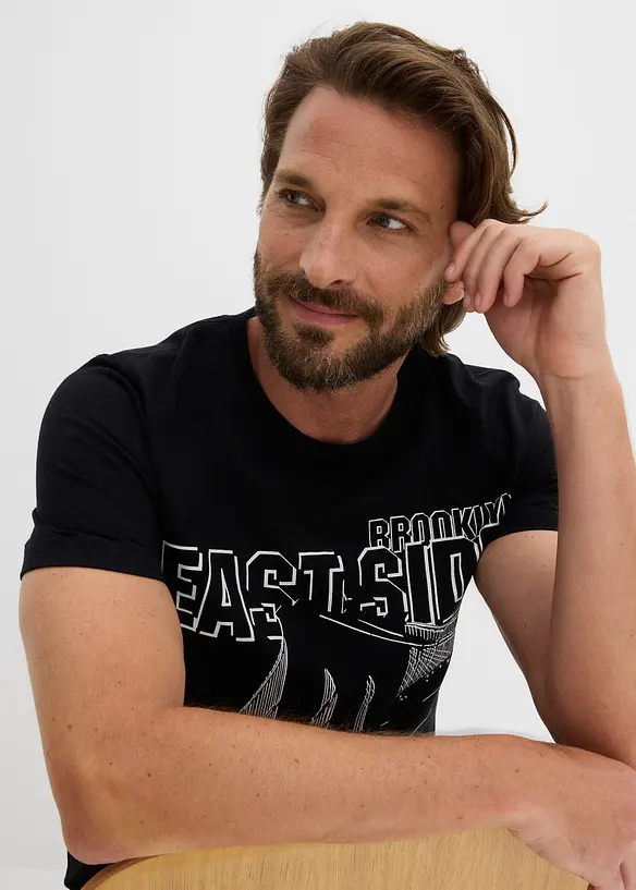 T-skjorte i 100% &oslash;kologisk bomull, Slim Fit, bonprix