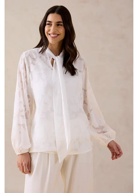 Sl&oslash;yfe-bluse med broderi, bonprix