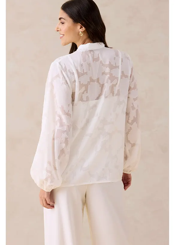 Sl&oslash;yfe-bluse med broderi, bonprix