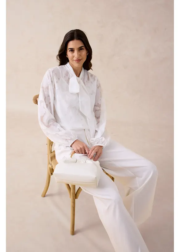 Sl&oslash;yfe-bluse med broderi, bonprix