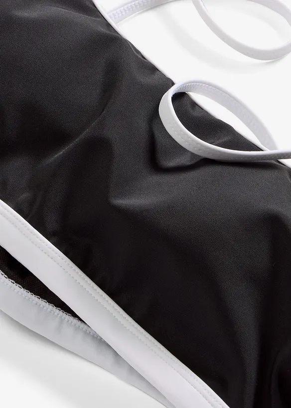 Bustier-bikinioverdel med hvite kontrasts&oslash;mmer, bonprix