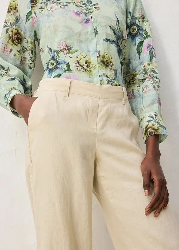 Linbukse med vide ben, bonprix