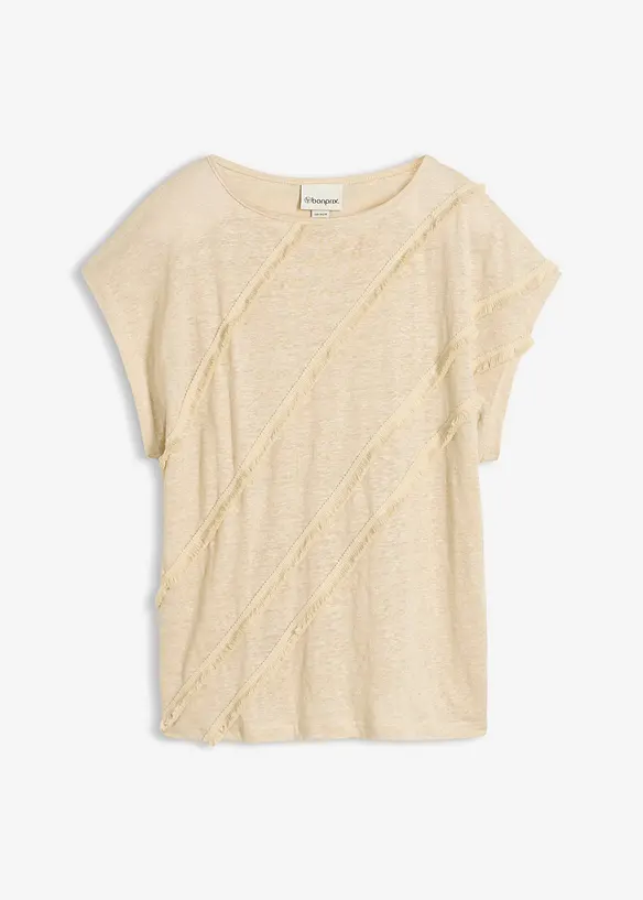 Topp av 100% lin med applikasjon, bonprix