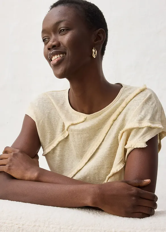 Topp av 100% lin med applikasjon, bonprix