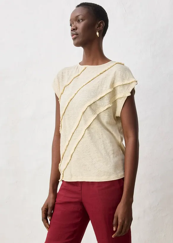 Topp av 100% lin med applikasjon, bonprix