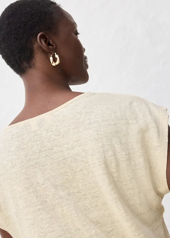 Topp av 100% lin med applikasjon, bonprix