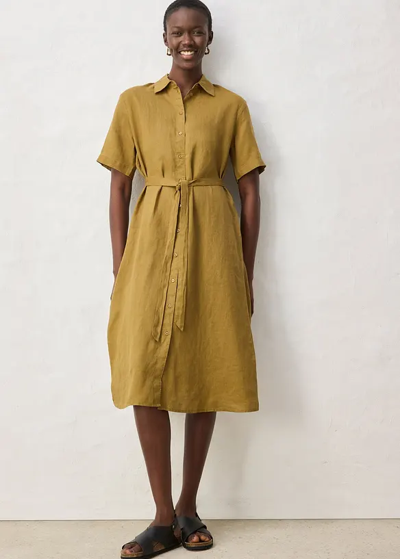 Skjortekjole i 100% lin, bonprix