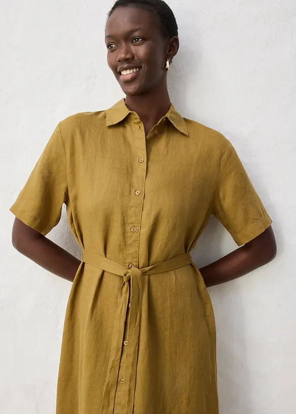 Skjortekjole i 100% lin, bonprix