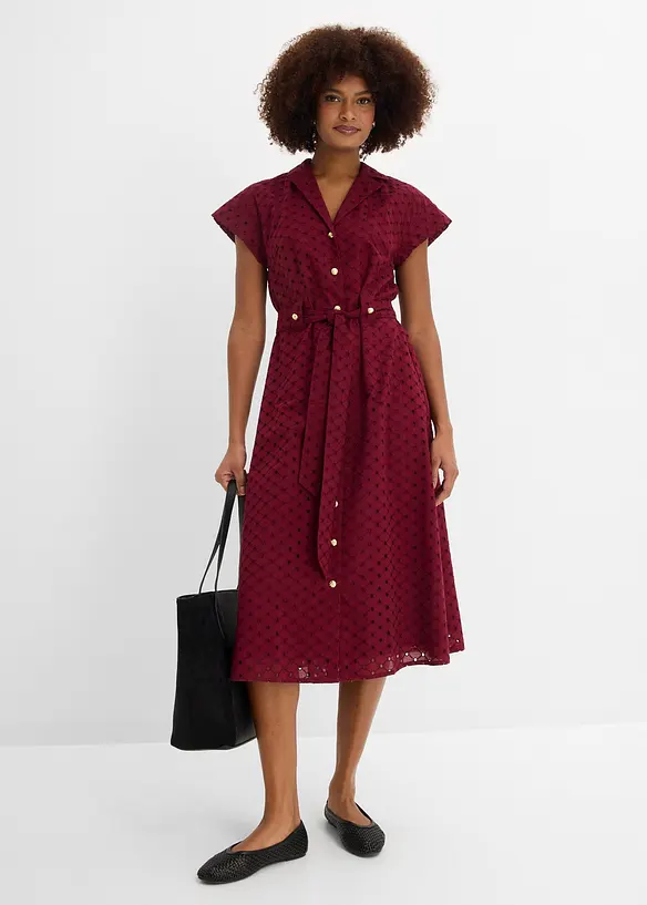 Skjortekjole i hullblonde-materiale, bonprix