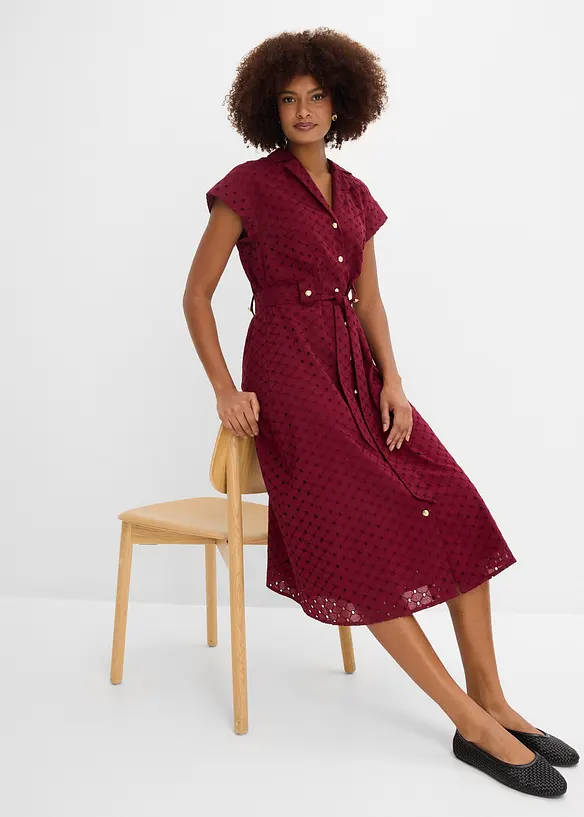 Skjortekjole i hullblonde-materiale, bonprix