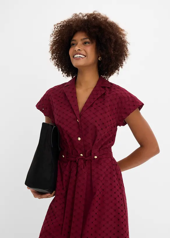 Skjortekjole i hullblonde-materiale, bonprix