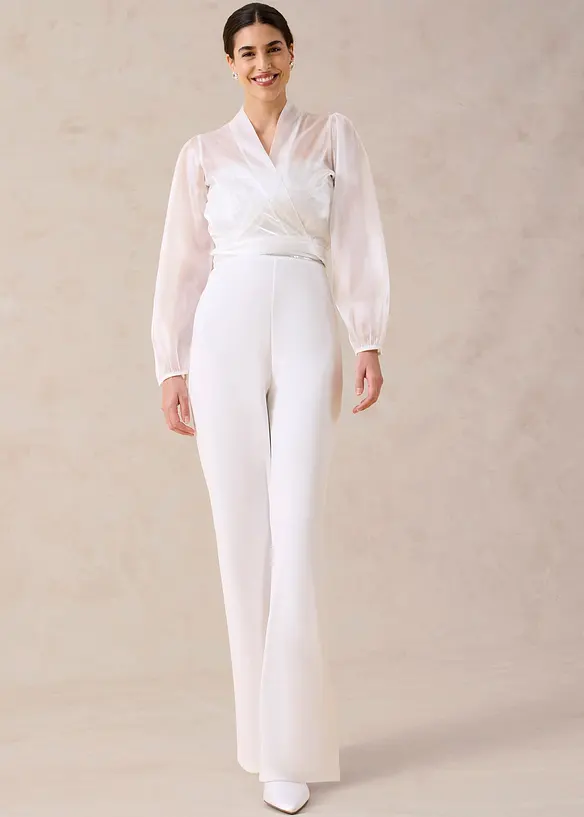 Jumpsuit i strukturert krepp med perlebroderier, bonprix