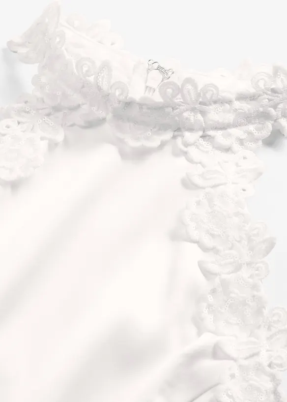 Brudekjole i blank sateng med blonder, bonprix