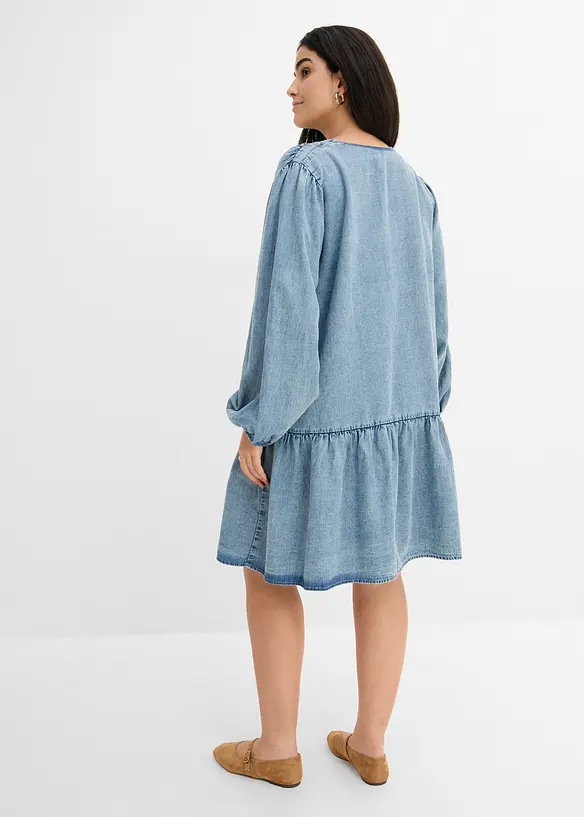 Ledig midikjole med lin, bonprix