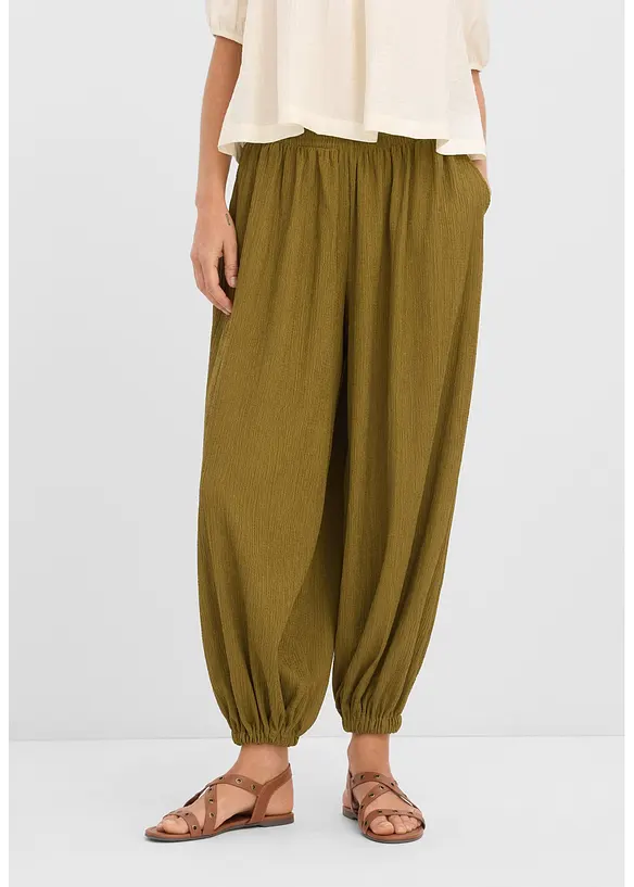 Haremsbukse av strukturert krepp, bonprix