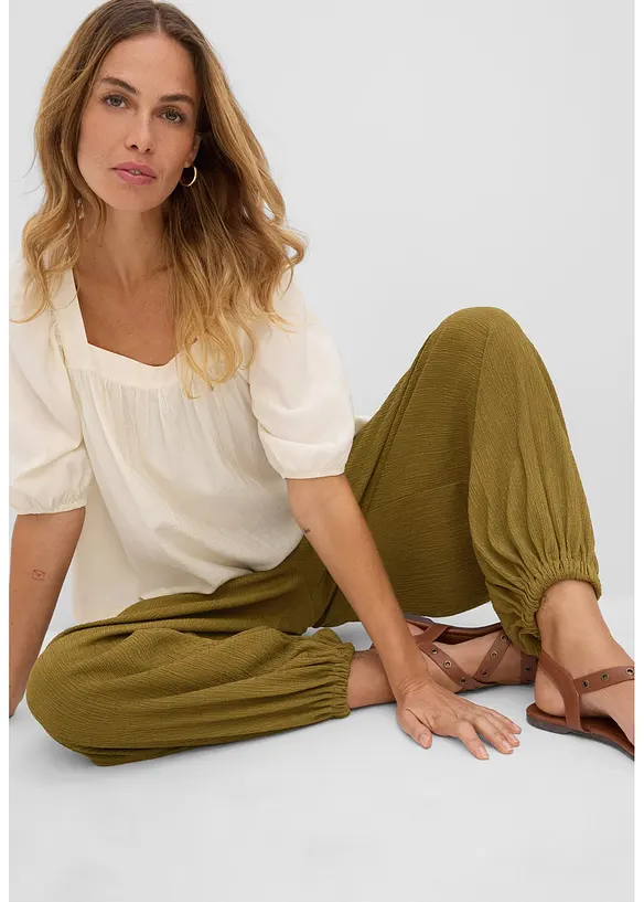 Haremsbukse av strukturert krepp, bonprix