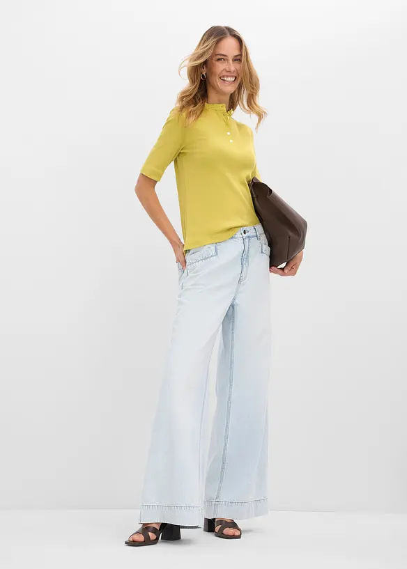 Ribbet topp i 100% &oslash;kologisk bomull, bonprix