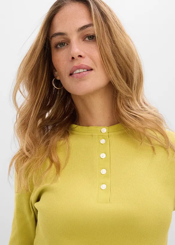 Ribbet topp i 100% &oslash;kologisk bomull, bonprix